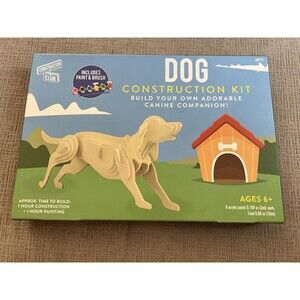 Dog Construction Kit Build Your Own Wooden Canine Model Paint Set Ages 6+ New